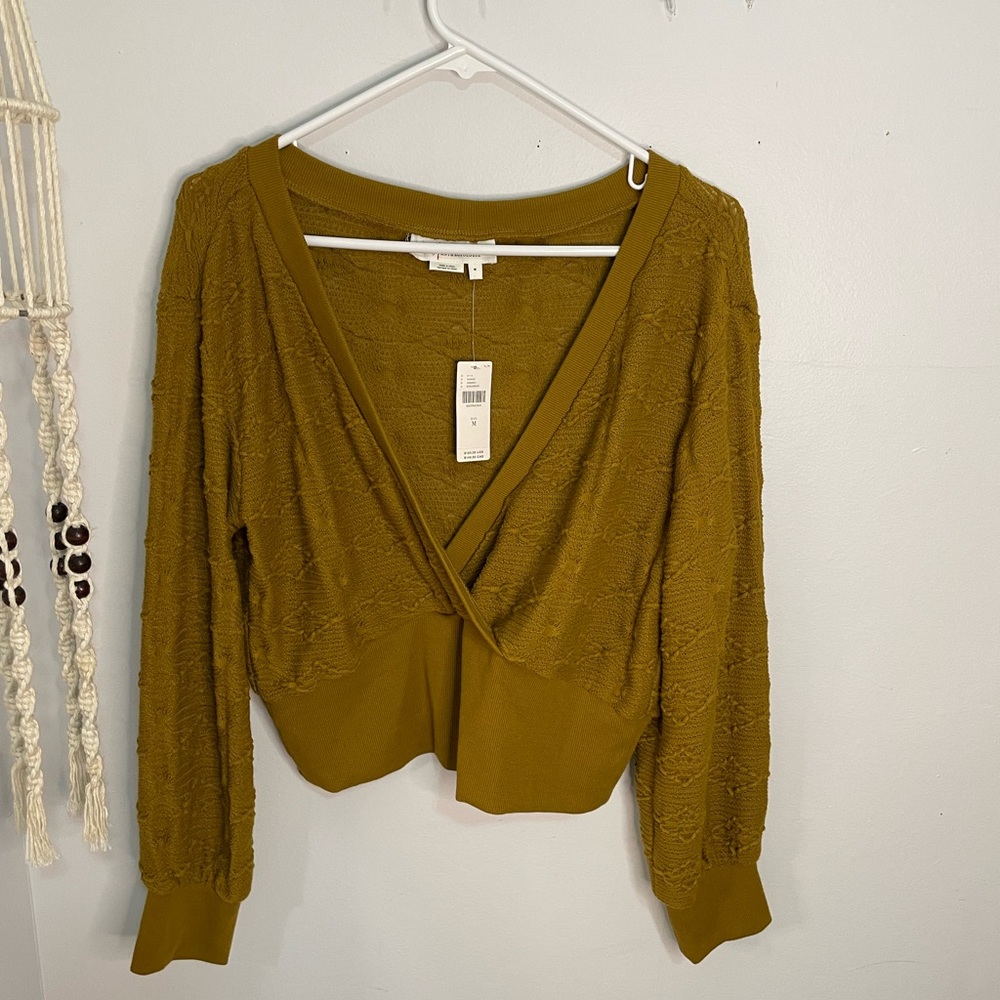 Anthropologie Mustard Wrap Sweater